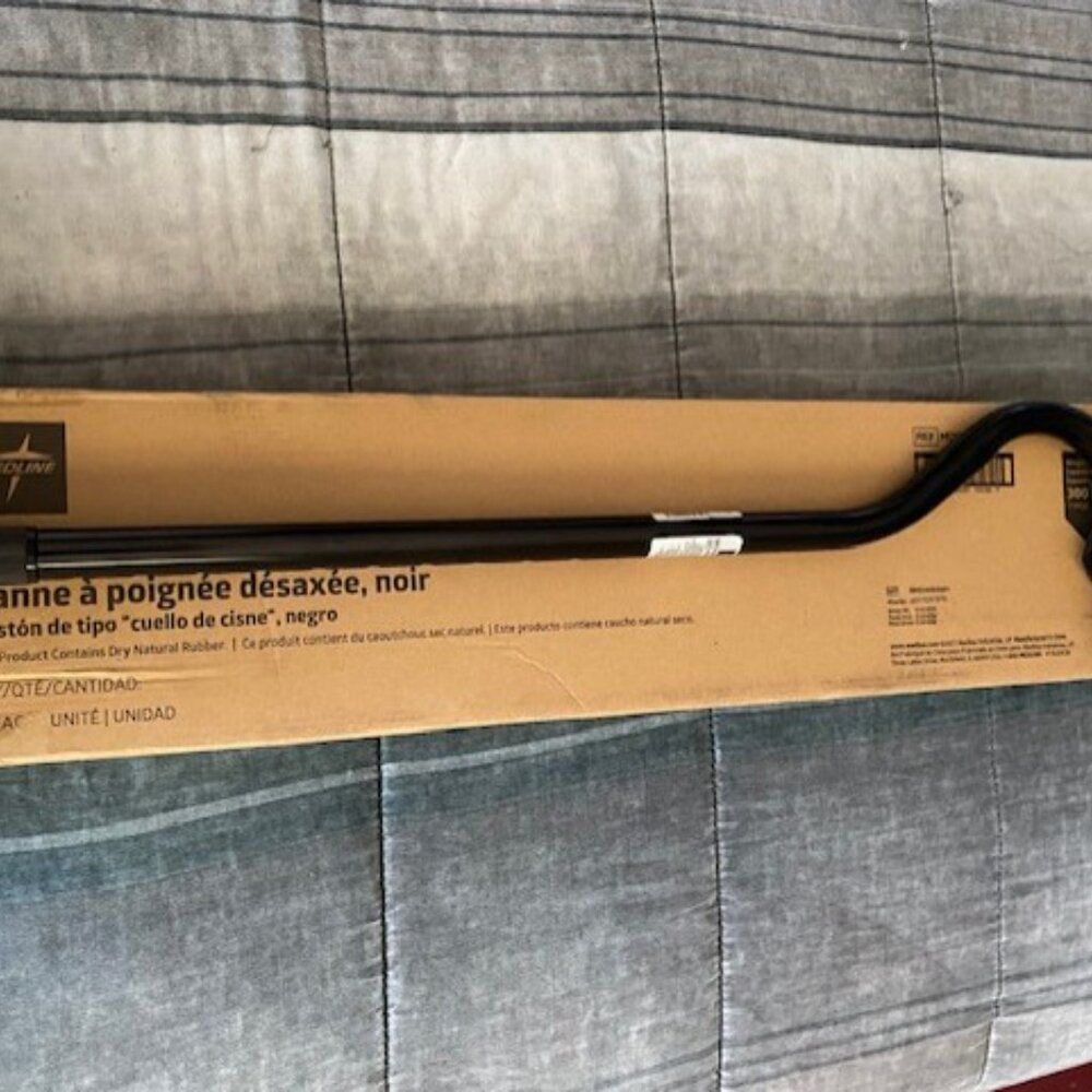 Medline Adjustable Aluminum Offset Walking Cane: Black - Picture 8 of 10